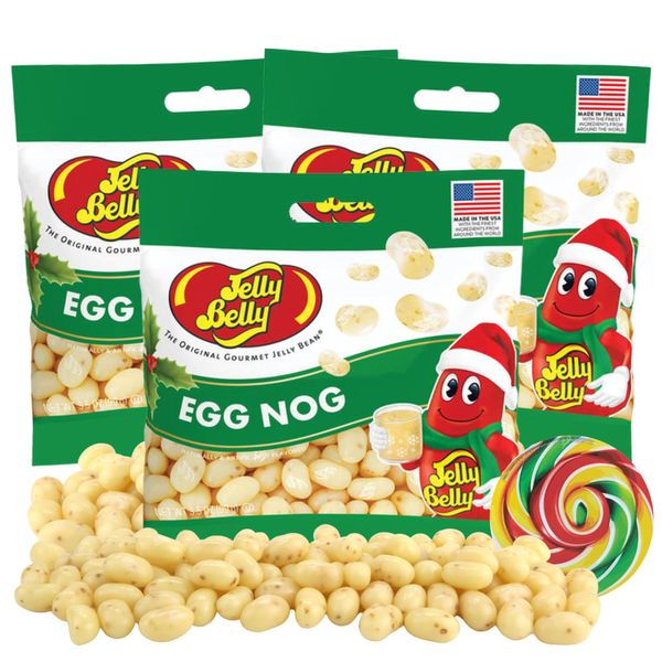 Eggnog Flavored Jelly Beans, Limited Edition Christmas Candies, Stocking Stuffer Treats, 3.5 Ounces (Pack of 3)