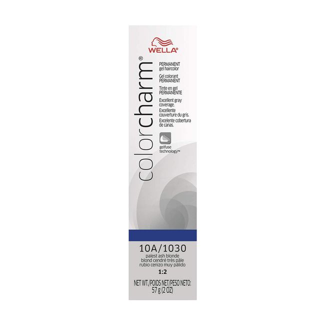 WELLA colorcharm Permanent Gel Hair Color for Gray Coverage, 10A Palest Ash Blonde, 2 oz