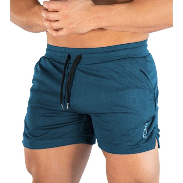 Superora Mens Running Gym 2 in 1 Sport Shorts Breathable Outdoor Workout Training Shorts with Pockets, Blue, M