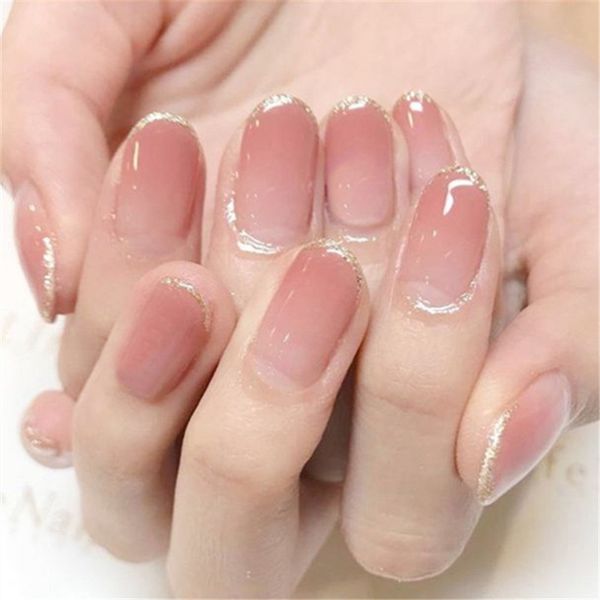 Nail tips, nail jewelry, false nails, 24 pieces, full tips, gradation colors, Japanese style, dreamy, double-sided adhesive tape included