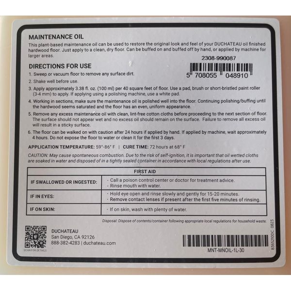 DuChateau Clear Maintenance Oil