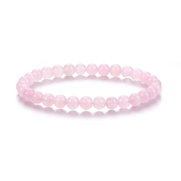 CrystalTears Rose Quartz Healing Crystal Bracelet 6mm Natural Gemstone Bead Bracelets for Women Energy Quartz Crystal Stone Stretch Bracelet Healing Crystal Jewellry Gift for Women Her Christmas