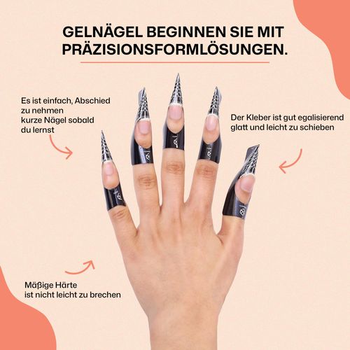 Femanzu 100 stencil autoadesivi per nail art, per unghie in gel artificiale (nero, confezione da 500)