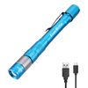 Pen Light Rechargeable 300 Lumens Zoomable LED w/Clip Memory Function Blue