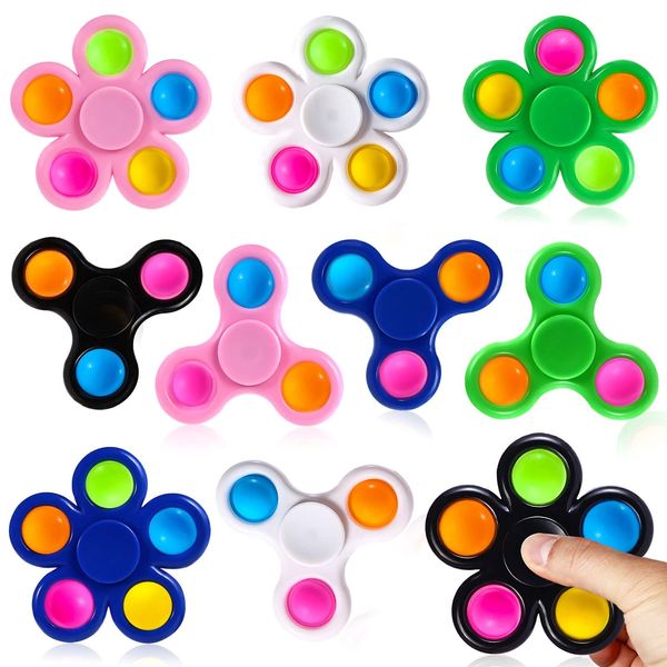 SCIONE 10er Set Pop Fidget Spinner Push Bubble Pop Einfaches Fidget Toy für Kinder Erwachsene, Ostern Party Geschenke Geschenktüte Füller Sensorisches Fidget Set ADHD Anti Angst Stressabbau Spielzeug