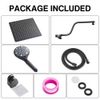 Heemli Shower Head 12" 2-in-1 9-Spray Patterns Wall Mount Dual Square Black