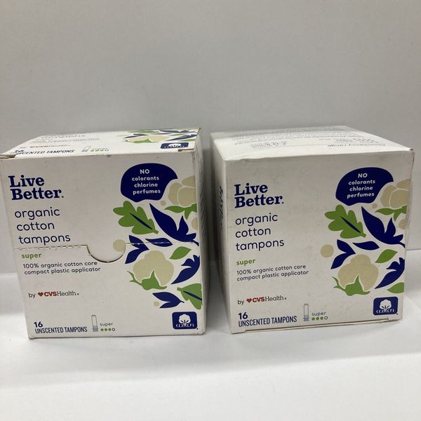 Live Better Organic Cotton Tampons CVS Health Regular 14Ct