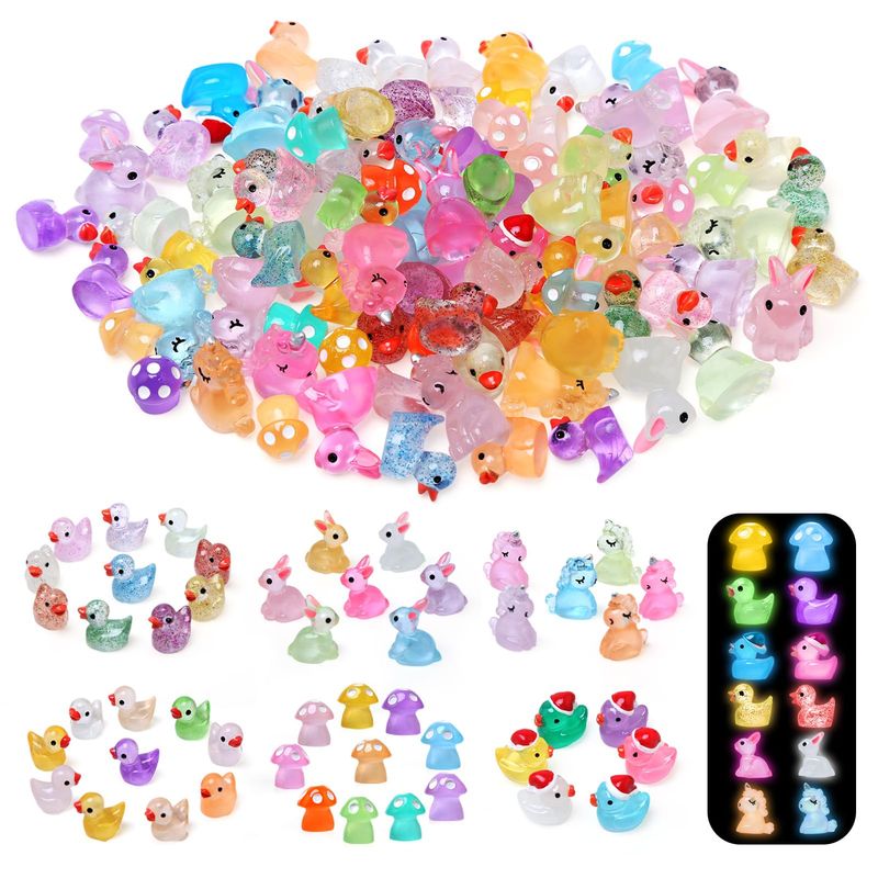 LEADSTAR 100 Pcs Mini Resin Animals Glow in The Dark,Small Resin ...
