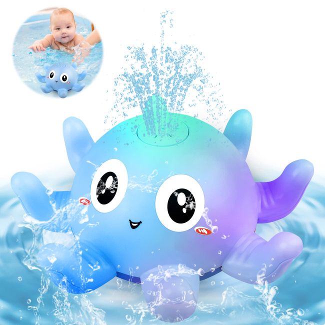 ZRSDIXKI Badewannenspielzeug Baby, Badespielzeug Leuchtend, Oktopus Badewanne Spielzeug Ab 1 2 Jahr, Automatische Induktion Spray Wasser Spielzeug Geschenke Für Baby Kinder Kleinkind(ab 6 Monate)