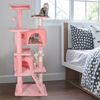 53" Cat Tree Activity Tower Pet  with Scratching Posts  Ladders Indoor Pink