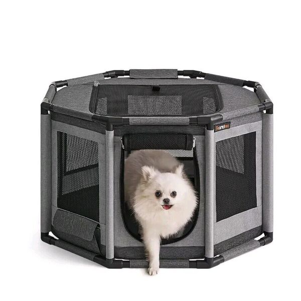 Feandrea Dog Playpen, Oxford Fabric Dog Fence, Octagon Dog Crate, M, 28.3 x 2...