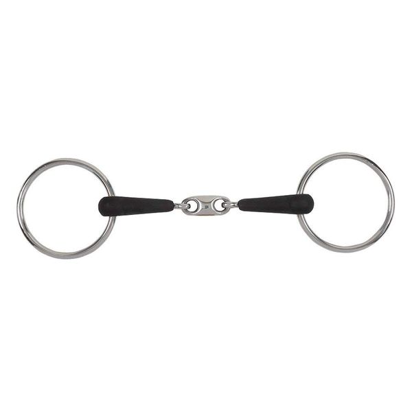 Shires Equikind Plus Loose Ring Peanut Link Bit 5 1/2 inch Silver Black