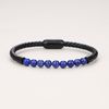 COAI Men's Genuine Leather Bracelet with Natural Stone Beads, Stone, Lapis Lazuli