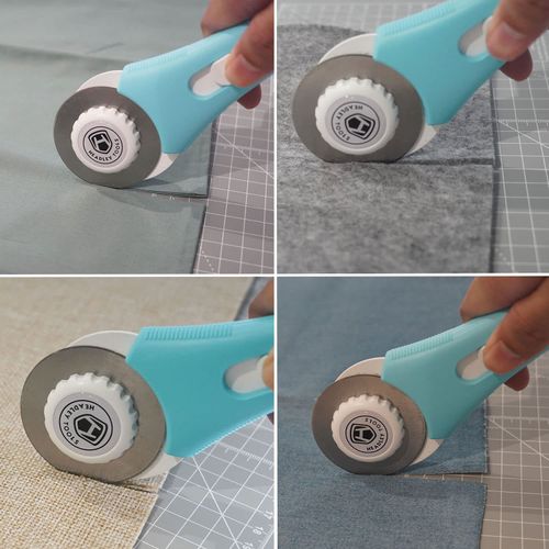 60mm Rotary Cutter with 5pcs Extra Blades, Bearing Design Rolling Cutter with Safety Lock for Fabric, Leather, Crafting, Sewing, Quilting, Fabric Rotary Cutter Perfect for Left & Right Hand (Blue)