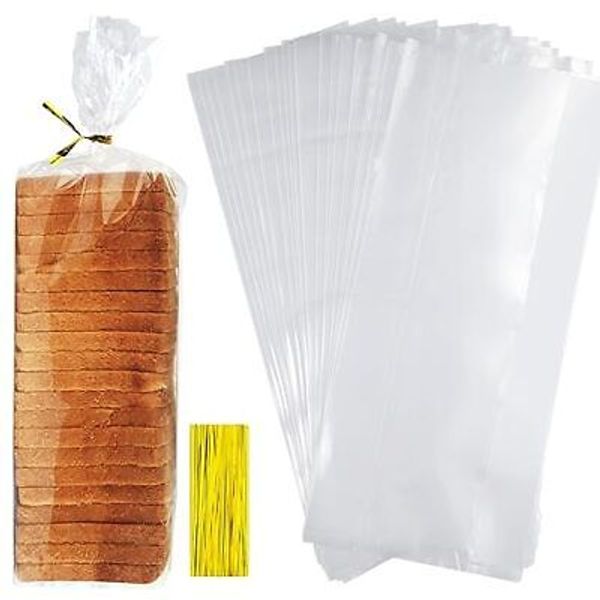 Bread Bags with Ties, 30 Clear Bread Bags for Homemade Bread and 50 Ties, 30PCS