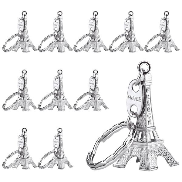 Outus 15 Pieces Eiffel Tower Keyring Retro Adornment French Souvenirs Keychains, Silver