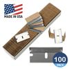 CANOPUS Single Edge Industrial Razor Blades, 100% Made in USA, Heavy Duty Straight Edge Razors, Box & Carton Cutter Replacement Blades, Glass & Paint Scraper Razor Blades (Box of 100)