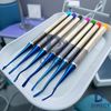 Dental PDL Luxating Root Elevators Set of 7 Straight Angled Spade Serrated Tips