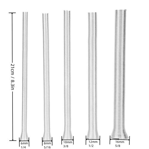 5Pcs 21cm Super Elastic Steel Spring Tube Bender, PVC Electrical Wire Bending Pipe, for Curved Copper Tubes, Aluminum Tubes, Thin-Walled Stainless Steel Tubes