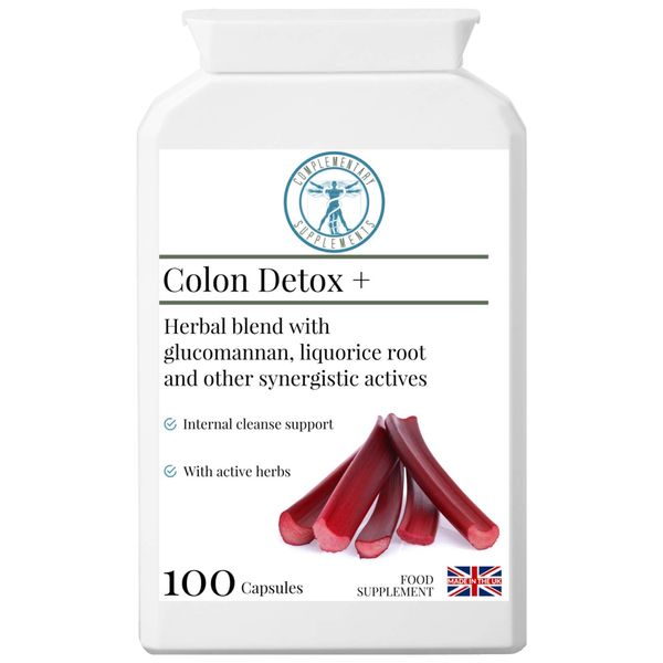 Complementary Supplements | Colon Detox + | Bowel Cleanse Formula | Colonic Hydrotherapy Support | Aloe Vera | Barberry Bark | Glucomannan | Dandelion | Liquorice | Vegan | 100 Capsules