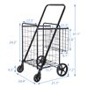Folding Shopping Cart Swivel Wheels w/Extra Back Basket Laundry Carts Versatile