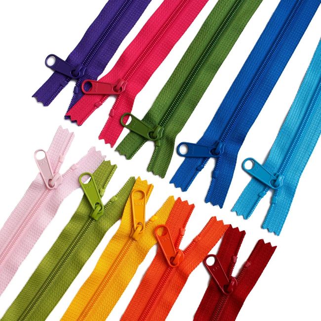 Y.K.K 45CFC30-10MIX 45 Coil Colorful Fasteners, 11.8 inches (30 cm), Set of 10 Colors