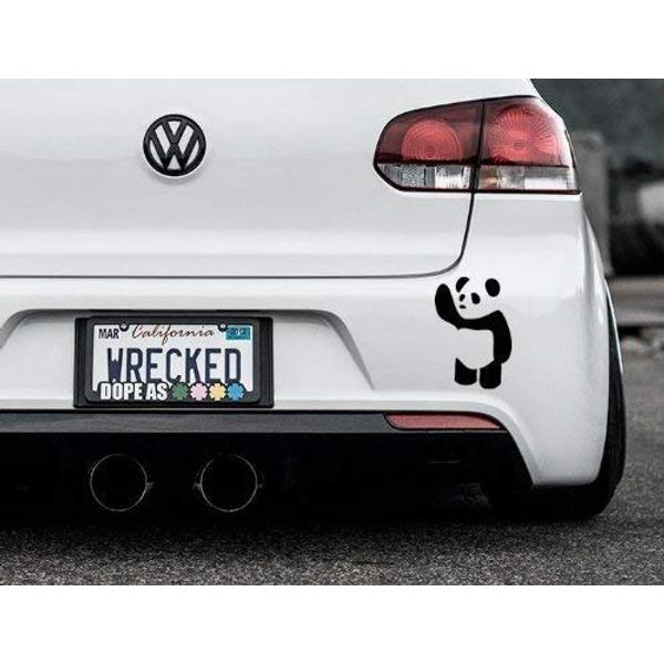 JasonCarlMorgan Waving Panda Bumper Car Sticker, Black