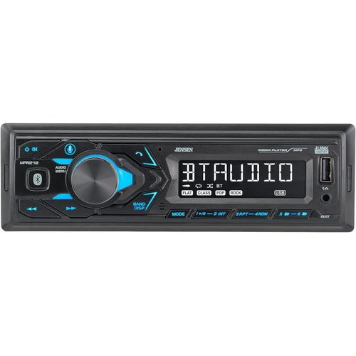 JENSEN MPR210 7 Character LCD Single DIN Car Stereo Radio | Push to Talk Assistant | Bluetooth Hands Free Calling & Music Streaming | AM/FM Radio | USB Playback & Charging | Not a CD Player