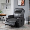 PU Leather Electric Reclining Massage Sofa w/ 8-Point Vibration Heats, Dark Grey