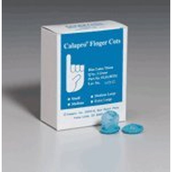 Finger cots, rolled, blue latex tissue, large, 144 per box