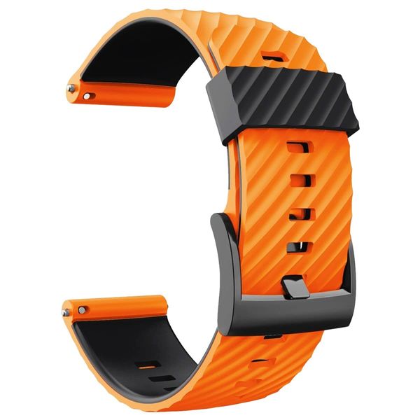 monoii SUUNTO 7 9 Baro Replacement Belt, Silicone, Spartan Sport Wrist, HR D5, Compatible Band, Suunto Spartan Sports Compatible, d975 (Orange & Black)