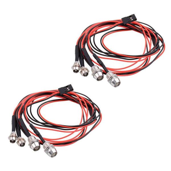 2Pcs Little 4 LEDs RC Car Light Headlights Taillight Kit for Traxxas Slash 4X4 2WD Rustler VXL 4Tec 2.0 Arrma HSP Tamiya Redcat RC4WD Axial SCX10 Truck Tank Crawler