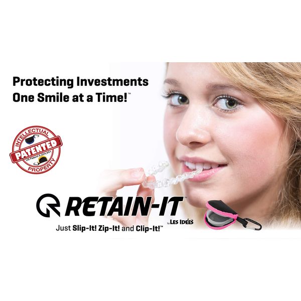 Retain-It - The Safe, Clip-on, Retainer, Mouth Guard and Dental Appliance Storage Solution! (Pink)