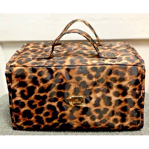 Joy Mangano Better Beauty Leopard 11” Cosmetic Case Roll-Up Organizer 4-Pouches