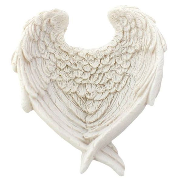 Beautiful White Angel Wing Trinket Holder Dish Resin Ornament