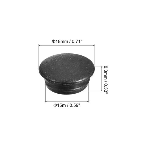 uxcell 100Pcs Screw Hole Plugs, 15mm(19/32") Dia Plastic Snap in Locking Hole Covers Flush Type Caps for Furniture Cabinet Cupboard, Black
