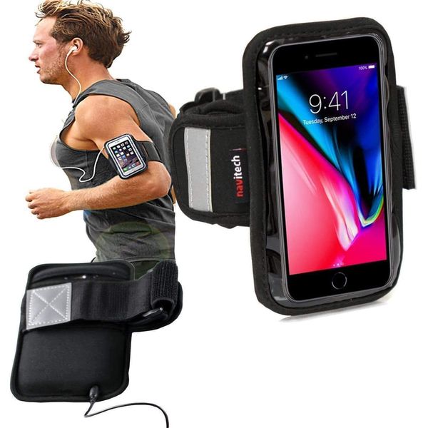 Navitech Black/Silver Neoprene Water Resistant Sports Gym, Jogging/Running Armband Case Compatible With The MP3 Player Such As: Techniched Super Slim 1st, 2nd, 3rd, 4th, 5th Generation