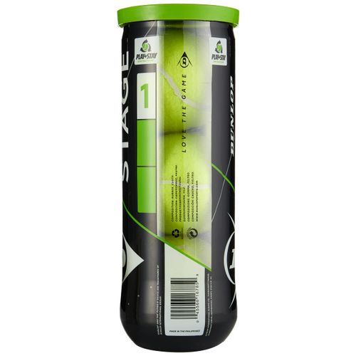 Dunlop Tennis Ball Green - for Kids and Beginner on Regular Court (1 x 3 Pet) (Packaging may vary)