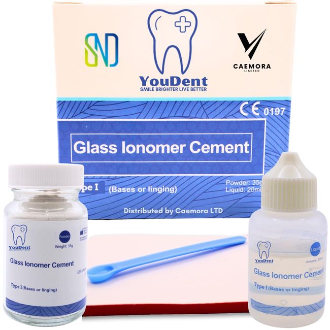 YouDent Dental Repair Kit | Glass Ionomer Dental Cement | Permanent Tooth Filling, Tooth Repair, Dental Cement, Dentist Tools, Dental Glue, Filling Kit for Teeth | Type 1