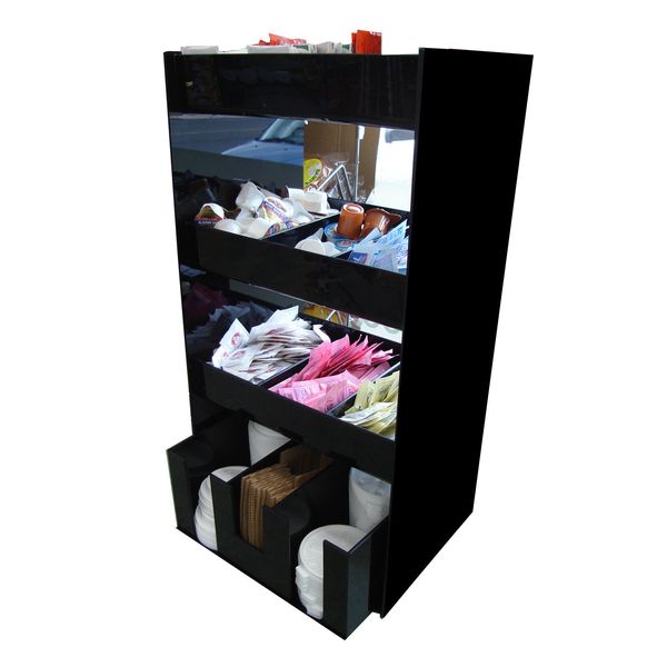 Coffee counter condiment caddy cup dispenser lid display tea rack countertop