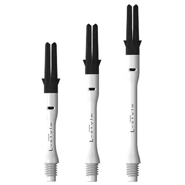 L-Style Dart Shafts: L-Shaft Carbon Silent - Spinning Slim Dart Stems - White 370 (Extra Long)