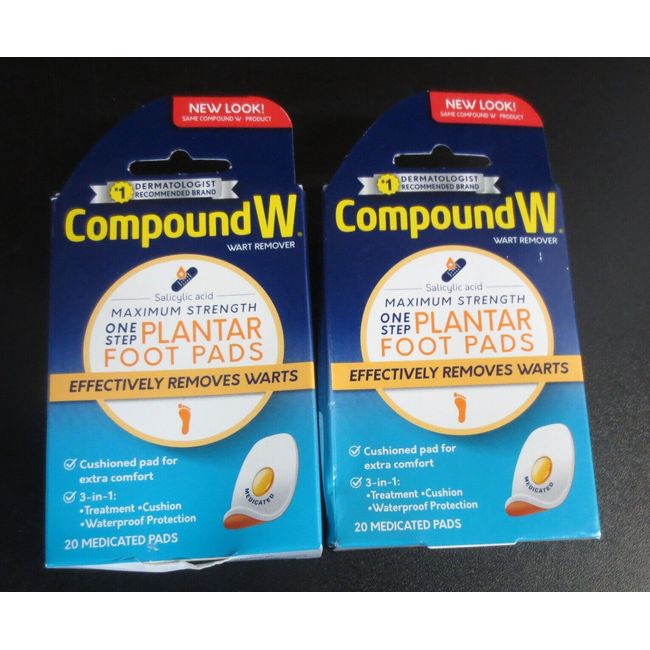 Compound W Maximum Strength One Step Plantar Wart Remover Foot Pads, 2 pk