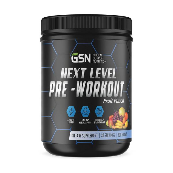 Green Supply Nutrition Gsn Next Level Nitric Shock Pre Workout For Men & Women With Fruit Punch Flavour | 30 Servings