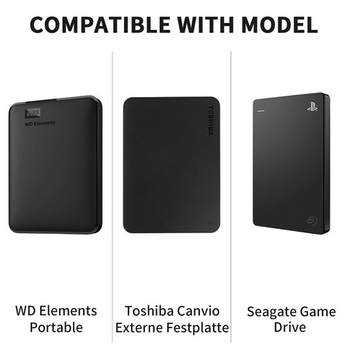 Hard Drive Case for Portable External WD Elements/WD My Passport/Toshiba Canvio Basics/Seagate Hardrive, Protective Cover Storage Bag (Black)