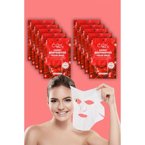 10 Adet Kiraz Çiçeği Kuru Ciltlere Uygun Yüz Kağıt Maskesi Cherry Face Mask 30ML XLM0199