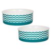 Bone Dry Ceramic Pet Collection Chevron, Medium Set, 6x2, Teal, 2 Piece