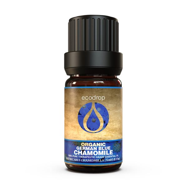 Ecodrop German Chamomile Essential Oil - 5ml | 100% Natural Therapeutic Grade Matricaria Chamomilla Oil | Organic Aromatherapy Diffuser & Massage Oil for Relaxation, Calm, Mood, Focus & Skincare