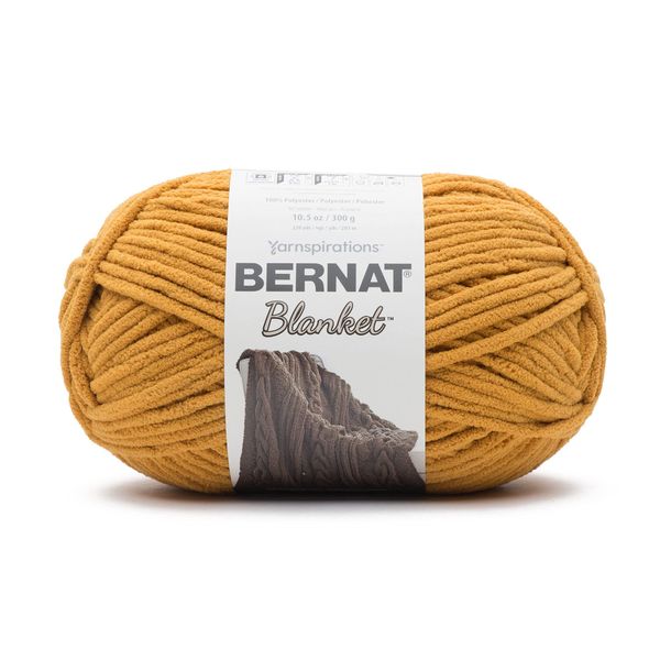 Bernat Yarn Blanket, Polyester, Burnt Mustard, 2x300g