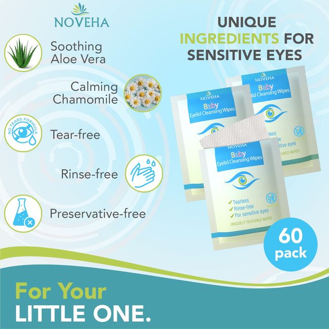 NOVEHA Tea Tree Oil Eyelid & Lash Wipes For Blepharitis, Itchy & Stye