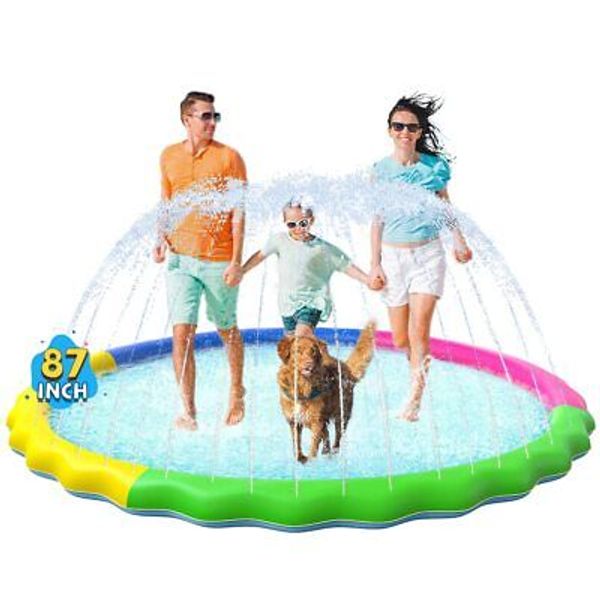 VISTOP Non-Slip Splash Pad for Kids and Dog Thicken Sprinkler Pool Summer Out...